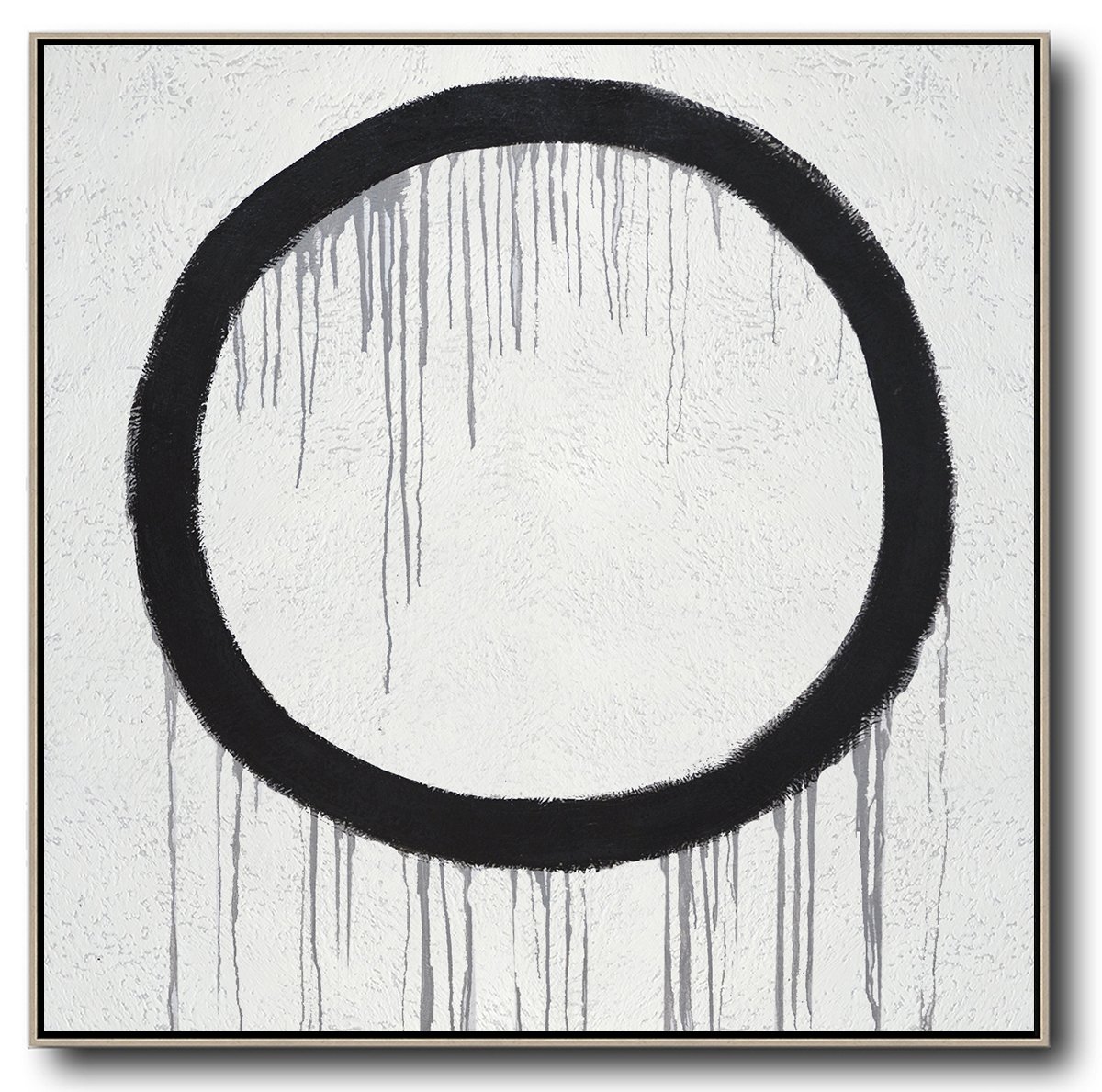Large Abstract Art,Minimalist Drip Painting On Canvas, Black, White, Grey - Modern Art Abstract Painting